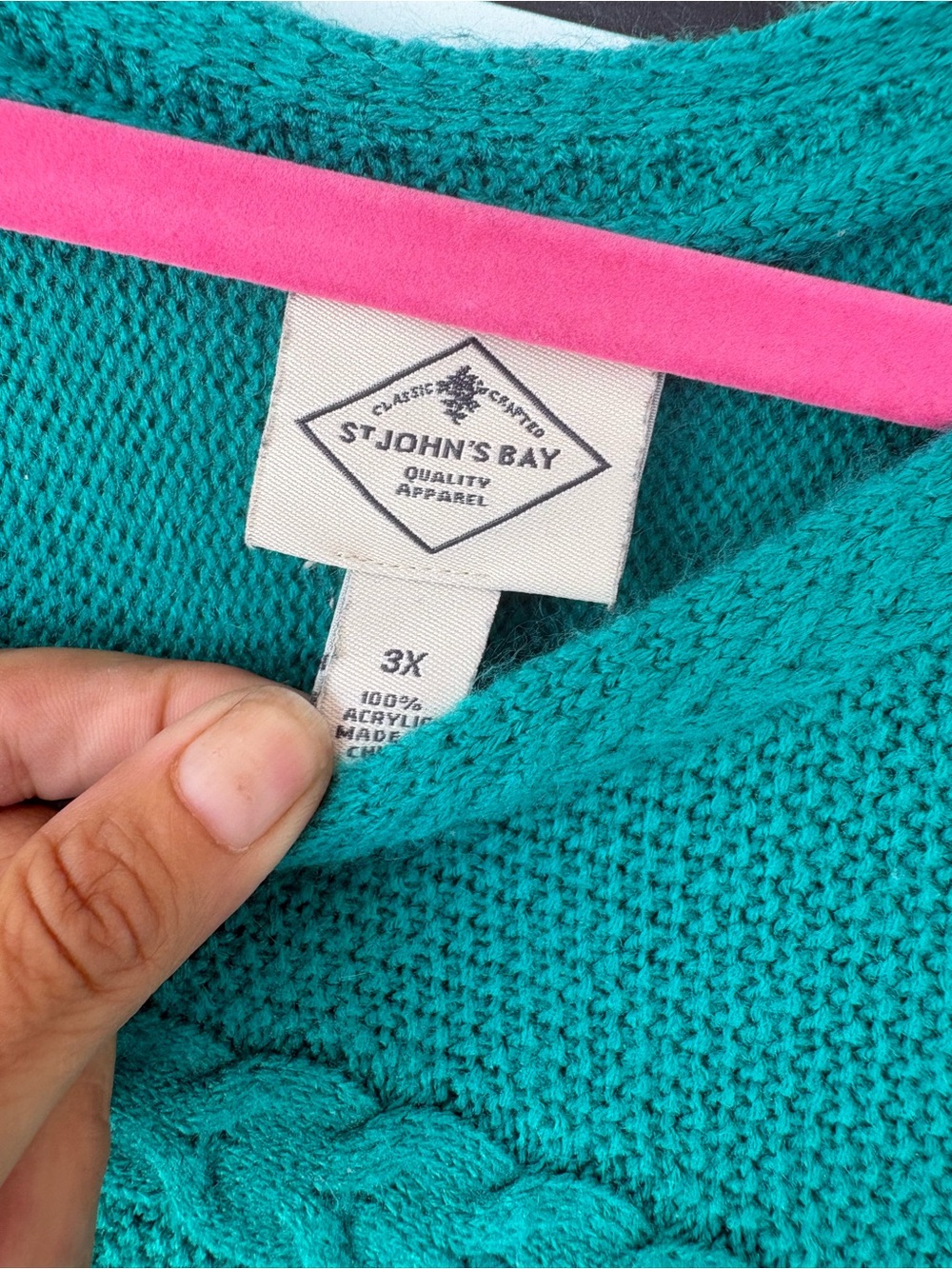 St. John's Bay Teal Cable-Knit Scoop Neck Sweater - Picture 4 of 4
